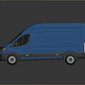 Blue Ford Van Modern Exterior Design With Sleek Body And Reflection On Dark Surface