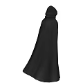 Mysterious Game and Movie Character Wearing Black Hooded Cloak with Flowing Hem