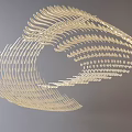 Modern Spiral Wave Chandelier With White Curved Lines For Interior Decor