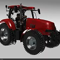 Red Functional Tractor Vehicle With Large Tires And Modern Design Cab 3d model