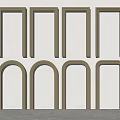 Display of Light Colored Door Frames With Rectangular And Arched Shapes 3d model