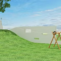 Kindergarten Outdoor Play Area With Wooden Structures Water Pool And Slides