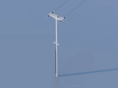 Industrial Equipment Utility Pole with Electrical Wires and Transmission Components Against Clear Blue Sky 3d model