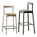 Modern Minimalist Bar Stools In Light And Dark Colors With Upholstered Seats And Backrests
