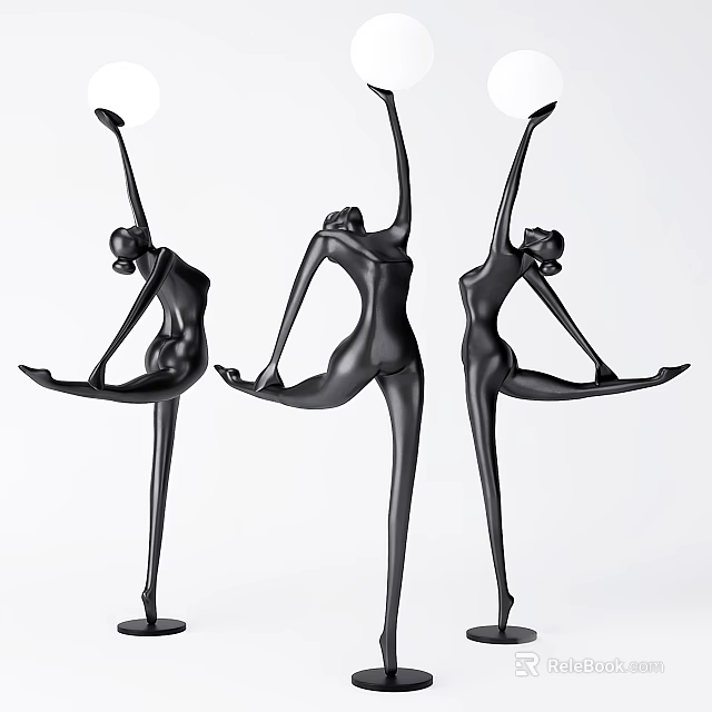 Abstract Floor Lamp Black Humanoid Sculpture Dancing Pose Modern Home Decor 3d model 