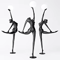Abstract Floor Lamp Black Humanoid Sculpture Dancing Pose Modern Home Decor