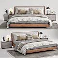 Modern Double Bed With Bedside Nightstands Table Lamps And Soft Bedding 3d model