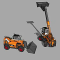 Orange Functional Construction Vehicles With Front Loader And Telescopic Arm 3d model
