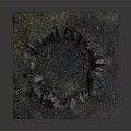Outdoor Stone Circle Structure With Arranged Stones Dirt Ground And Small Grass Patches