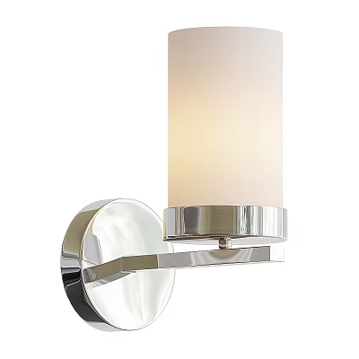 Modern Wall Lamp With Chrome Metal Base And White Fabric Shade Design 3d model