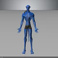 Blue Humanoid Creature Character With Slender Limbs Striped Patterns Brown Loincloth And Tail 3d model
