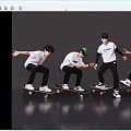 Group Of Young Men Performing Skateboard Tricks In Casual Outfits