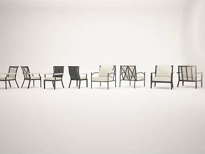 Modern Leisure Chairs with Various Stylish Designs Metal Frames and Comfortable Seats 3d model