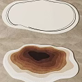 Stylish Shaped Rugs With Modern Design Beige Base Black Line Trim And Brown Gradient Dark Center