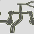 Urban Road Intersection With Green Belts Lane Markings And Asphalt Pavement