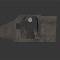 Industrial Gray Concrete Structure With Arched Opening And Interior Metal Components