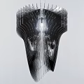 Modern Stylish Chandelier With Curved Metal Structure And Bright Light Effect For Interior Design
