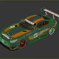 Mercedes AMG Gray And Orange Race Car With 67 Number And Rear Spoiler