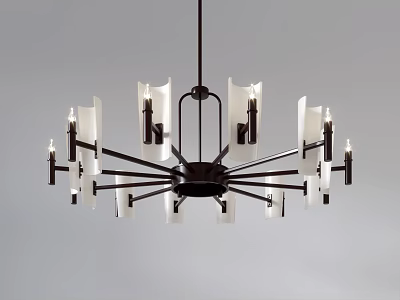 Modern Elegant Chandelier with Multiple Arms White Lampshades and Metal Frame Structure 3d model