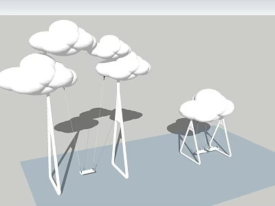 Modern swing rice waves swinging clouds 3d model