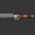 Futuristic Military Weapon With Dual Barrels Gray Metallic Body Red Stands And Yellow Components