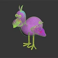 Vibrant Pink Bird With Purple Accents Yellow Beak Feet And Round Eyes