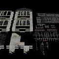 Architectural 3D Model Wireframe Design With Structural Grid And Building Layout