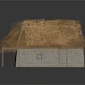 Traditional Thatched House Structure With Stone Walls Thatch Roof And Wooden Frame