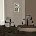 Sleek Modern Dining Chairs With Black Metal Frame And Gray Fabric Seats