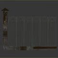 Patterned Wrought Iron Fence With Decorative Top Pillar And Stone Base Design