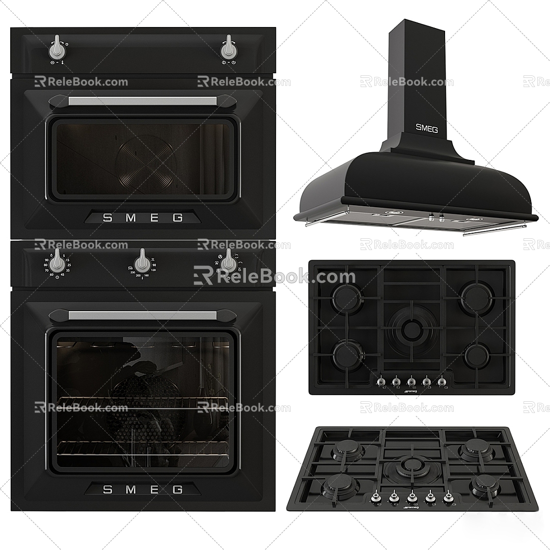 Modern Kitchen Appliances Oven Smoke Machine Gas Stove 3d model