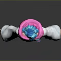 Stylish Game Movie Character With Blue Pink Hair White Top Blue Shorts And Pink Boots