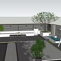 Roof Top Garden Patio Design with Tiled Flooring Pergola Flowers and Water Feature