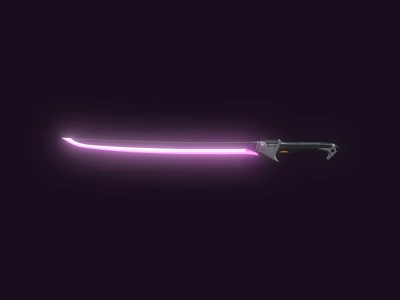Purple Glowing Sword With Illuminated Blade And Black Handle On Dark Background 3d model