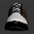 Casual Sneakers With Brown Pattern White Upper Black Laces And Yellow Black Striped Sole