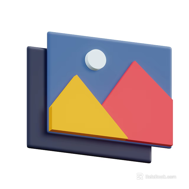 Ornamental Decor Combination With Blue Background Yellow Red Triangles And White Circle 3d model