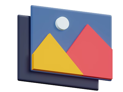 Ornamental Decor Combination With Blue Background Yellow Red Triangles And White Circle 3d model