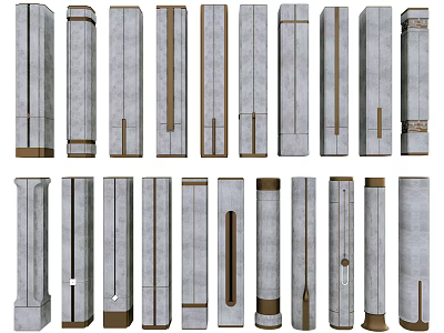 Various Architectural Columns With Different Styles And Decorative Details For Construction Projects 3d model