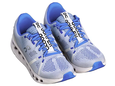 Light Blue and Blue Running Shoes with Mesh Upper Blue Laces and White Sole 3d model