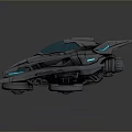 Futuristic Metallic Spacecraft With Blue Glowing Lines And Sleek Aerospace Design
