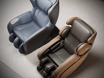 Blue And Brown Leather Massage Chairs With Modern Ergonomic Comfort Design 3d model