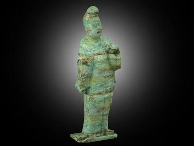 Ancient Bronze Statue With Patina Showing Historical Figure In Traditional Robe 3d model