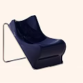Modern Leisure Chair With Dark Blue Fabric And Sturdy Metal Frame Design