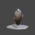 Game and Movie Character Metal Fish Statue In Leaping Pose With Square Textured Base