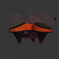 Futuristic Equipment with Transparent Hemispheres Red Main Body Black Supporting Legs and Top Antenna