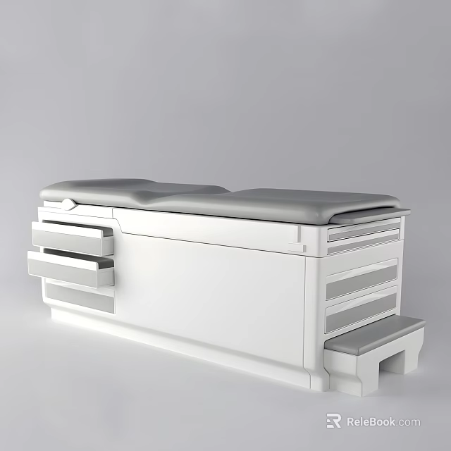 Modern White Massage Bed with Storage Drawers and Footrest for Salon Spa 3d model 