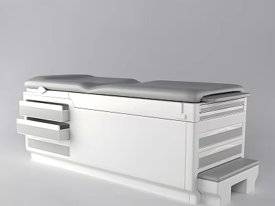 Modern White Massage Bed with Storage Drawers and Footrest for Salon Spa 3d model