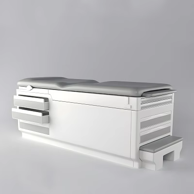 Modern White Massage Bed with Storage Drawers and Footrest for Salon Spa 3d model