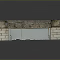 Cartoon Scene Featuring Dilapidated Brick Structure With Stone Slab Floor Broken Walls and Metal Door