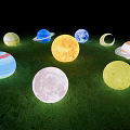Solar System Planet and Moon Shaped Illuminated Decorative Outdoor Lights for Garden Grass Yard